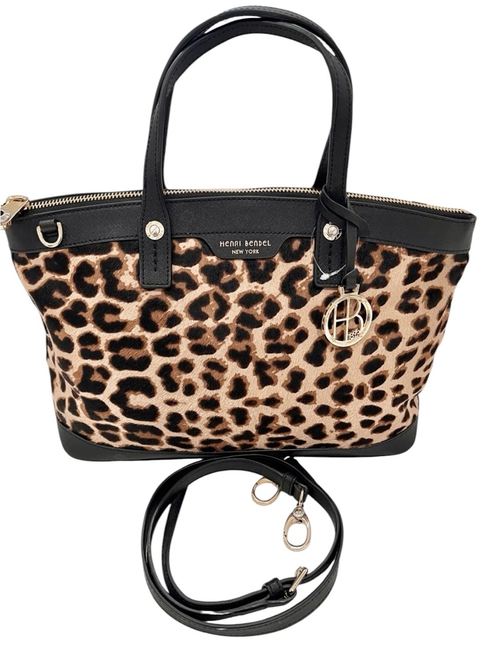 Henri Bendel New York Leopard Print Calf Hair Satchel/Crossbody Bag NWOT